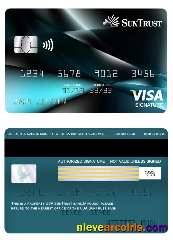 USA SunTrust bank signature card